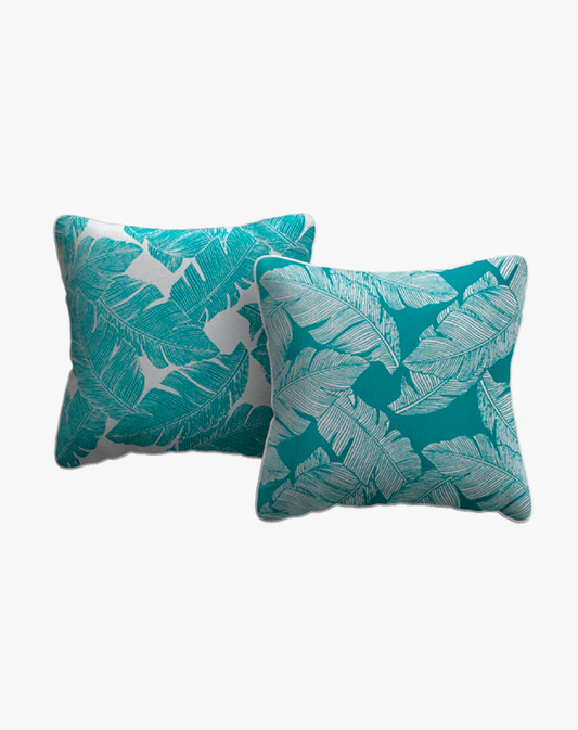 COJIN DECORATIVO 45X45 CYAN CALM HOJAS GRANDES